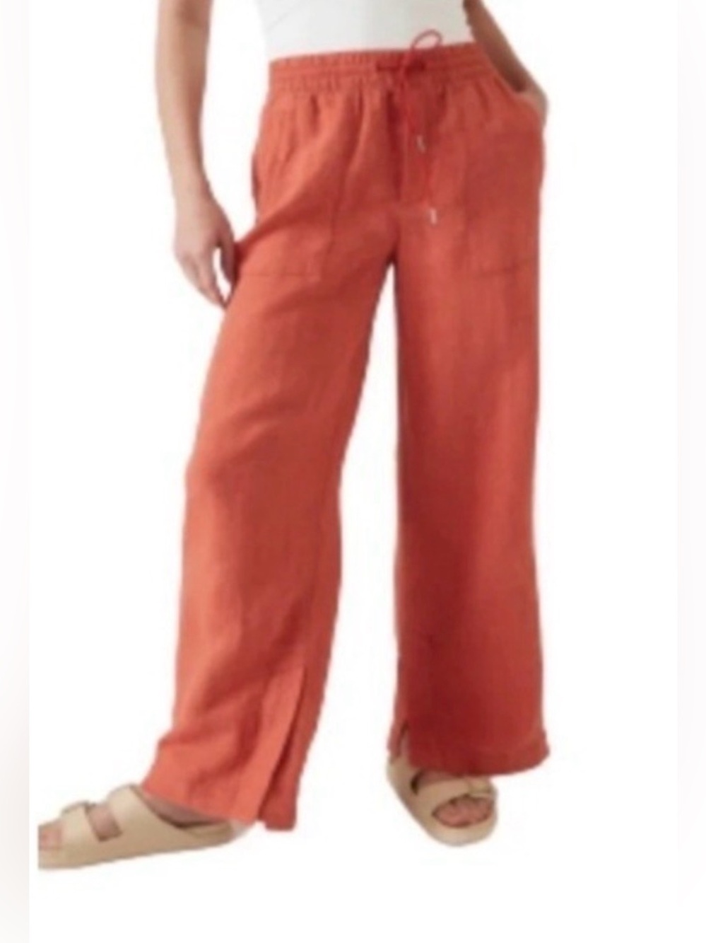 Athleta Women’s linen Drawstring Joggers in Rust